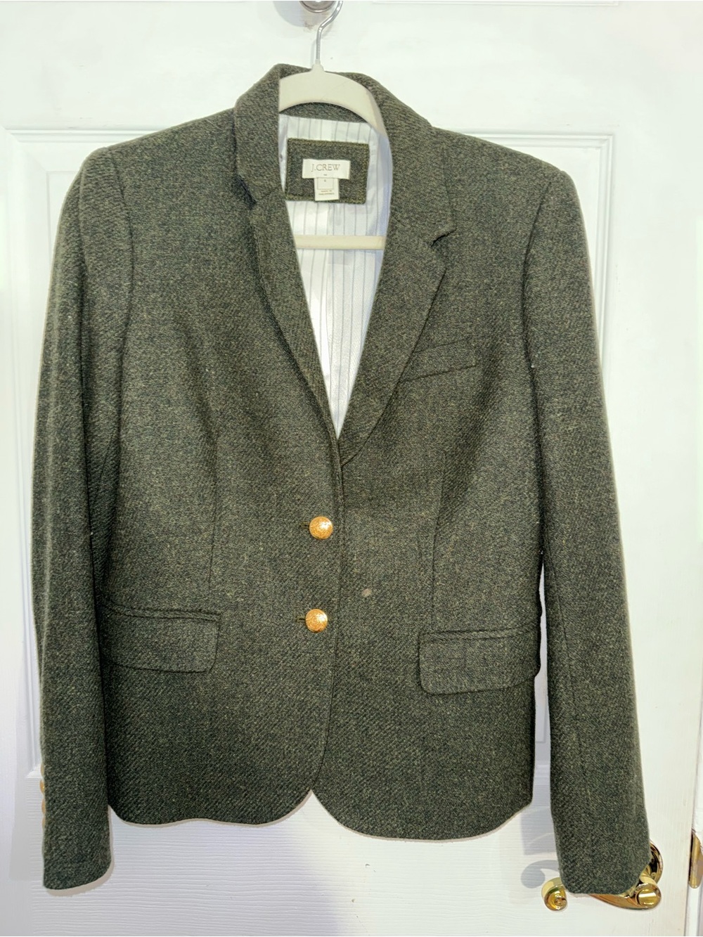 J. Crew Olive/Green Wool Blazer with Gold Buttons 4
